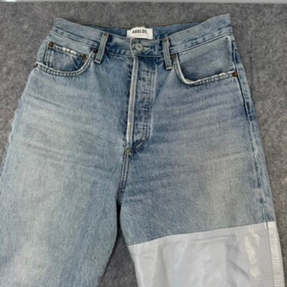 Agolde Jeans Pieced 90's Pinch Waist Jeans Leather Blue size 26 Flaw - Picture 4 of 7